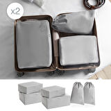 Ocean Home Textile 6'lı Gri Renk Bavul İçi Düzenleyici Set