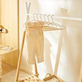 Ocean Home Textile 12'li Ahşap Destekli Mat Pudra Pembe Renk Kauçuk Kaplamalı Metal Çocuk Giysi Askısı 18 x 32 x 0.3 cm