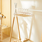 Ocean Home Textile 12'li Ahşap Destekli Mat Pudra Pembe Renk Kauçuk Kaplamalı Metal Çocuk Giysi Askısı 18 x 32 x 0.3 cm