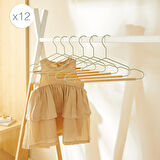 Ocean Home Textile 12'li Ahşap Destekli Mat Mint Renk Kauçuk Kaplamalı Metal Çocuk Giysi Askısı 18 x 32 x 0.3 cm