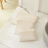 Ocean Home Textile 3'lü Su Geçirmez Pvc Astarlı Bej Dama Desen Islak Kuru Çantası 20 x 13 / 24 x 20 / 30 x 24 cm