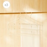 Ocean Home Textile 3'lü 3 Katlı Ekru Renk Kumaş Kaplı Metal Giysi Askısı 42 x 41 x 0.5 cm