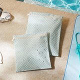 Ocean Home Textile 2'li Su Geçirmez Pvc Astarlı Mint Dama Desen Islak Kuru Çantası 28 x 30 / 30 x 36 cm