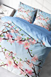 Blue Cherry Blosom 3d Çift Kişilik Nevresim Takımı