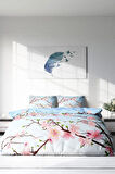 Blue Cherry Blosom 3d Çift Kişilik Nevresim Takımı