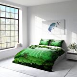 Monohome Green Life Orman Temalı Pamuk Saten Çift Kişilik Nevresim Takımı