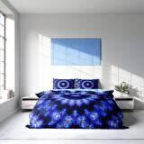 Monohome Blue Damask 3D Temalı Pamuk Saten Çift Kişilik Nevresim Takımı