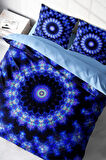 Nevresim Takımı %100 Doğal Pamuk Çift Kişilik 3d Digital Blue Damask