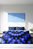 Nevresim Takımı %100 Doğal Pamuk Çift Kişilik 3d Digital Blue Damask