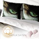 Monohome Cat Eye 3D Temalı Pamuk Saten Çift Kişilik Nevresim Takımı