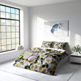 Monohome Flower Bear Çiçekli Pamuk Saten Çift Kişilik Nevresim Takımı
