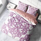 Monohome Pink Damask 3D Temalı Pamuk Saten Çift Kişilik Nevresim Takımı