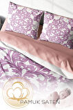 Nevresim Takımı %100 Doğal Pamuk Çift Kişilik 3d Digital Pink Damask