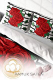 Nevresim Takımı %100 Doğal Pamuk Çift Kişilik 3d Digital Rose Box