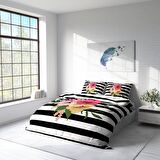 Monohome Flower Line Çiçekli Pamuk Saten Çift Kişilik Nevresim Takımı