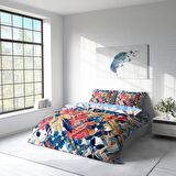 Monohome Geo Flowers Geometrik Pamuk Saten Çift Kişilik Nevresim Takımı