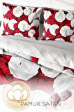 Nevresim Takımı %100 Doğal Pamuk Çift Kişilik 3d Digital White & Red