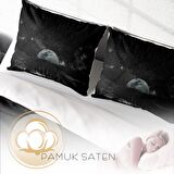 Monohome Dark Moon Dolunay Temalı Pamuk Saten Çift Kişilik Nevresim Takımı