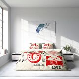 Monohome Love Aşk Temalı Pamuk Saten Çift Kişilik Nevresim Takımı