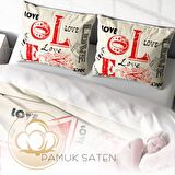 Monohome Love Aşk Temalı Pamuk Saten Çift Kişilik Nevresim Takımı