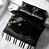 Monohome Piano Piyano Pamuk Saten Çift Kişilik Nevresim Takımı
