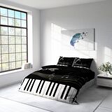 Monohome Piano Piyano Pamuk Saten Çift Kişilik Nevresim Takımı
