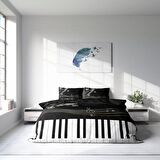 Monohome Piano Piyano Pamuk Saten Çift Kişilik Nevresim Takımı