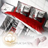 Monohome London 3D Temalı Pamuk Saten Çift Kişilik Nevresim Takımı
