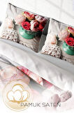 Nevresim Takımı %100 Doğal Pamuk Çift Kişilik 3d Digital Rose Love