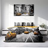 Monohome Taxi 3D Temalı Pamuk Saten Çift Kişilik Nevresim Takımı