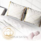 Monohome White 3D Temalı Pamuk Saten Çift Kişilik Nevresim Takımı