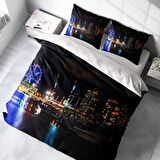 Monohome Harbor 3D Temalı Pamuk Saten Çift Kişilik Nevresim Takımı