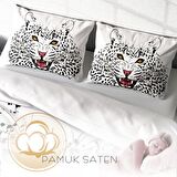 Monohome Leopard Hayvan Figürlü Pamuk Saten Çift Kişilik Nevresim Takımı