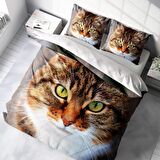 Monohome Tabby 3D Temalı Pamuk Saten Çift Kişilik Nevresim Takımı