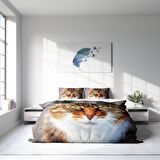 Monohome Tabby 3D Temalı Pamuk Saten Çift Kişilik Nevresim Takımı