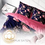 Monohome Noble Çiçekli Pamuk Saten Çift Kişilik Nevresim Takımı