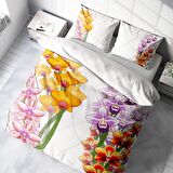 Monohome Orchid Çiçekli Pamuk Saten Çift Kişilik Nevresim Takımı