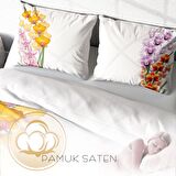Monohome Orchid Çiçekli Pamuk Saten Çift Kişilik Nevresim Takımı
