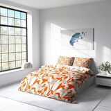 Monohome Orange Çiçekli Pamuk Saten Çift Kişilik Nevresim Takımı