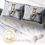 Monohome Horse Hayvan Figürlü Pamuk Saten Çift Kişilik Nevresim Takımı