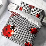 Monohome Lady Bug 3D Temalı Pamuk Saten Çift Kişilik Nevresim Takımı