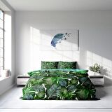 Monohome Green Forest Yapraklı Pamuk Saten Çift Kişilik Nevresim Takımı