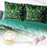 Monohome Green Forest Yapraklı Pamuk Saten Çift Kişilik Nevresim Takımı