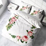 Monohome Pinkivy Çiçekli Pamuk Saten Çift Kişilik Nevresim Takımı