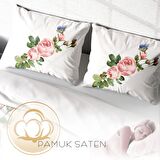 Monohome Pinkivy Çiçekli Pamuk Saten Çift Kişilik Nevresim Takımı