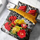 Monohome Rose1006 Çiçekli Pamuk Saten Çift Kişilik Nevresim Takımı