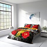 Monohome Rose1006 Çiçekli Pamuk Saten Çift Kişilik Nevresim Takımı