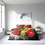 Monohome Rose1006 Çiçekli Pamuk Saten Çift Kişilik Nevresim Takımı