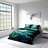 Monohome Ny Deer Yılbaşı Temalı Pamuk Saten Çift Kişilik Nevresim Takımı