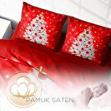 Monohome Ny Pine Yılbaşı Temalı Pamuk Saten Çift Kişilik Nevresim Takımı